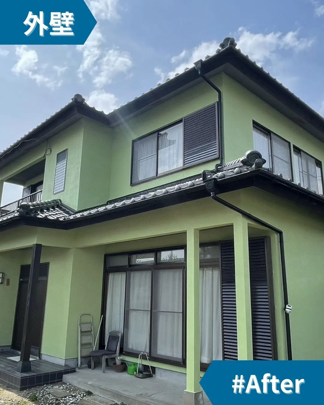 外壁塗装でここまで変わる！？センスが光る深緑カラーに注目！ (杵築市南杵築)