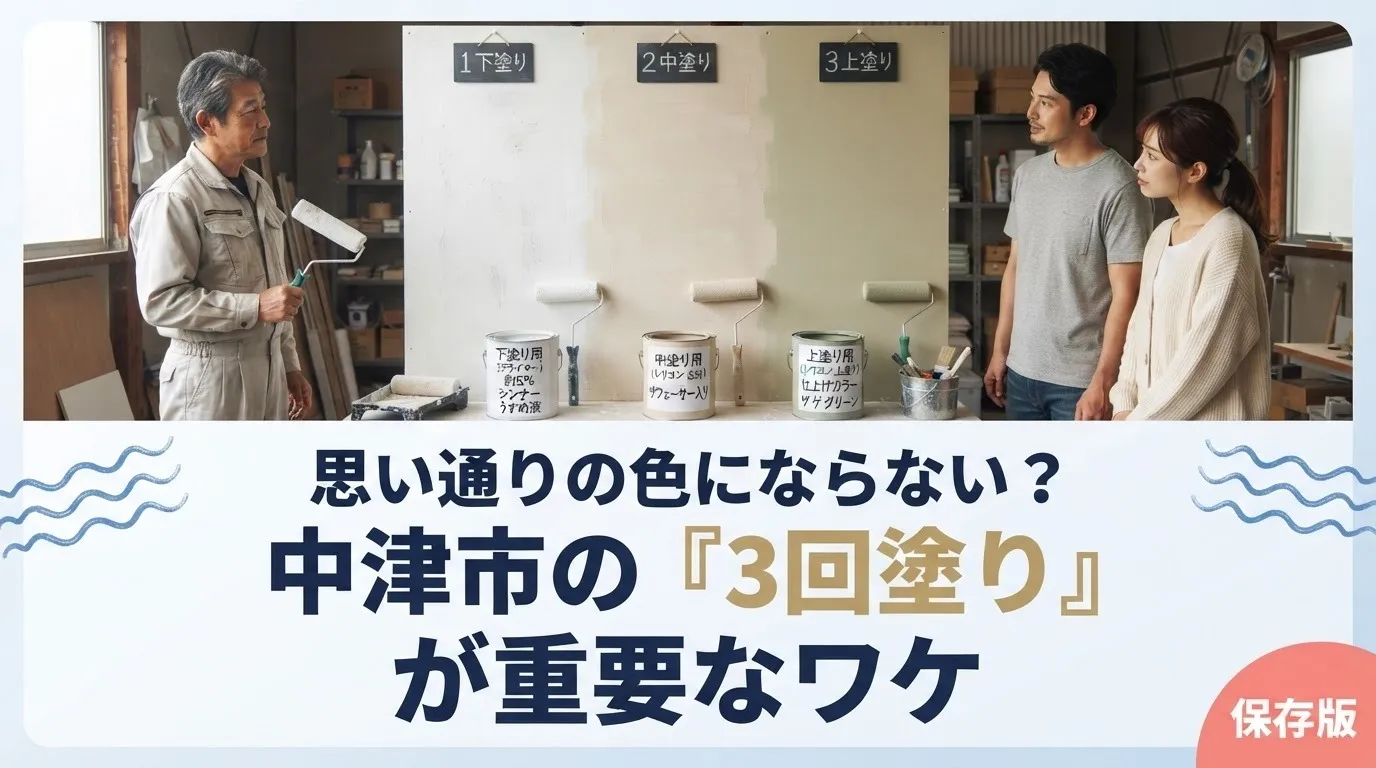 思い通りの色にならない？中津市の外壁塗装で3回塗りが重要なワケ