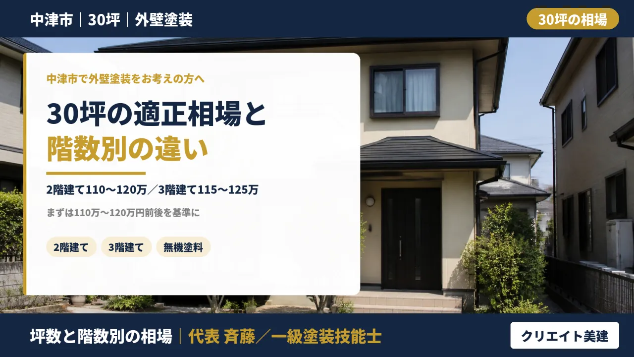 中津市で30坪の外壁塗装相場は?25年のプロが見積もりを解説